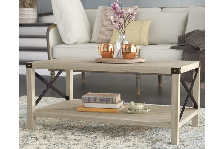 Wayfair wood and metal store coffee table